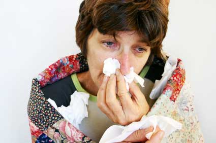 mother suffering from cold