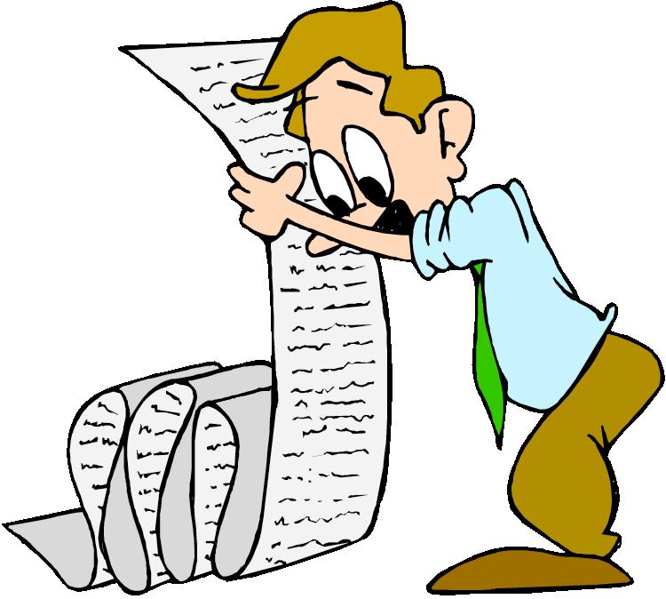 Cartoon Guy looking at list