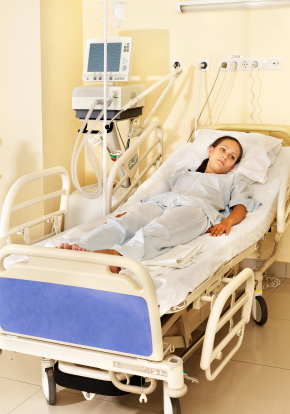 Woman in Hospital bed
