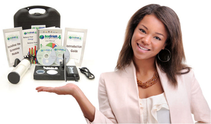 Woman holding AcuGraph Practice Builder