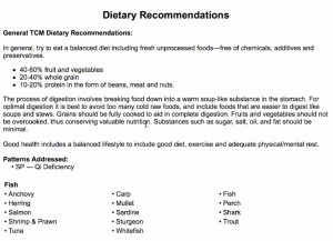 Dietary recommendations