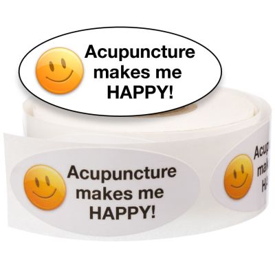 1,000 Acupuncture Stickers - Acupuncture Makes Me Happy!